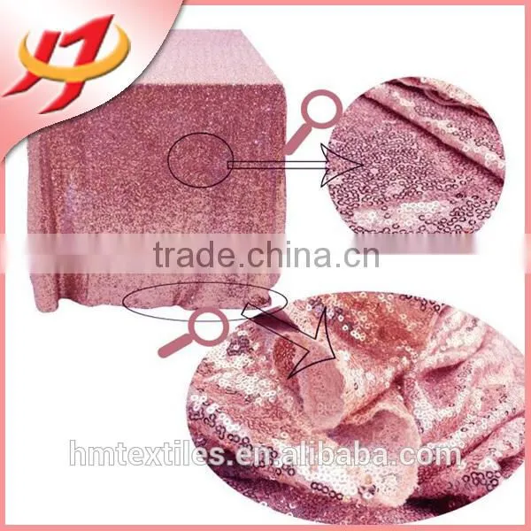 Polyester embroidery beaded glitter metallic sequence wedding rose gold sequin table cloth