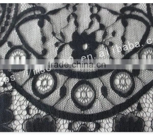 Good Price 44cm Width Polyester Floral Eyelash Black Lace Trim for Sale photo-4