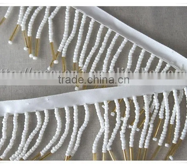 China Fashion White Beaded Fringe Trim Lampshade Beads Fringe for Decoration photo-5