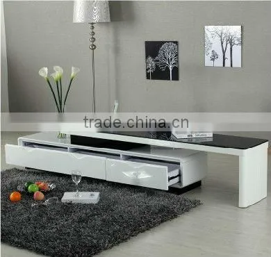 Modern White High Gloss MDF TV Stand With Tempered Glass photo-2