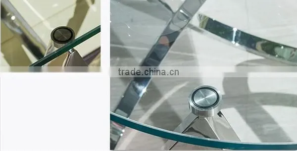 Special Shape Tempered Glass Top Console Table Set With Stainless Steel Base For Home Use photo-3