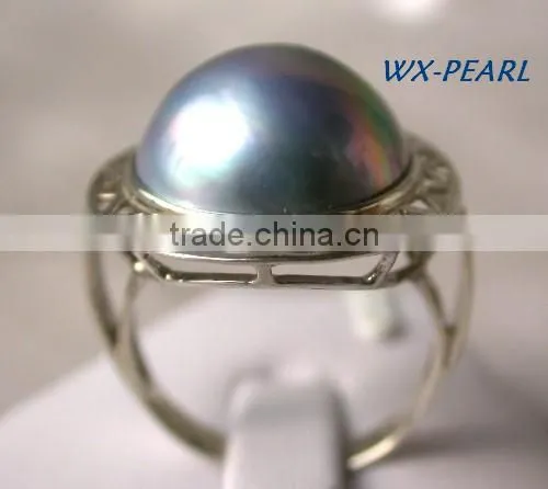 Gorgeous Big Rings Design Metal Fashion Antique Color Pearl Ring Tahitian Pearl Ring photo-2