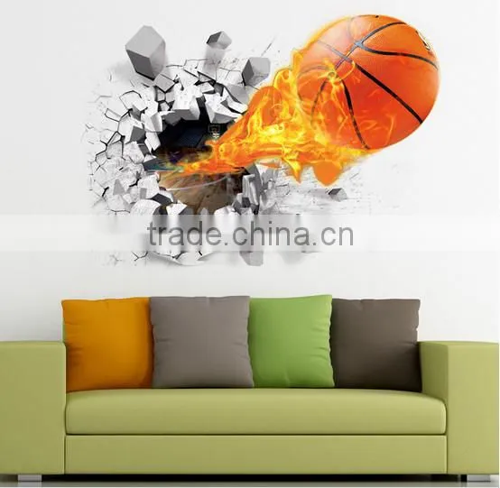 Creative Self Adhesive 3D Basketball Wall Paper for Kids' Room photo-3