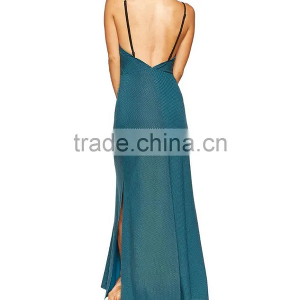 Wholesale Deep V Neck Maxi Beach Party Wear Dress Sexy Slit Ladies Western Long Backless Beachwear Dress photo-3