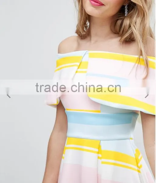 OEM Service Supply Type And Evening / Formal Dresses Type Elegant Evening Dress/ Print Off-shoulder Dress photo-3