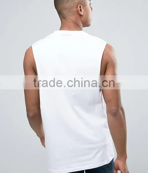 High Quality New Design Custom Manufacture White Color Sleeveless Gym Wear Comfortable 100% Cotton Fashion Men's Tank Tops photo-2