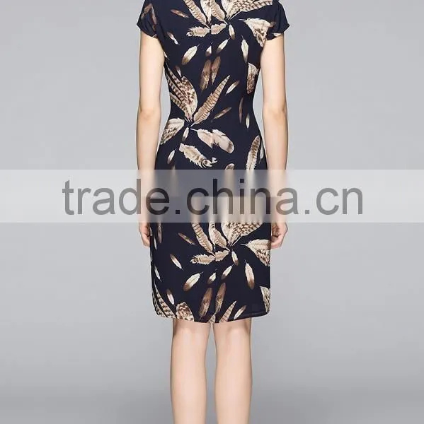 Classic Short Sleeve V Neck Slim Fit Ladies Dress photo-2