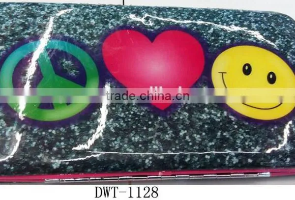2017 Hot Stylish Pvc Leather Glitter Wallet With Peace Heart Face Printing photo-2