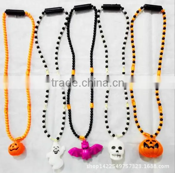 Hot Luminous Pumpkin Lamp Halloween Necklaces Diy Handmade Pumpkin Lamp Beads Necklaces for Halloween's Day Gifts photo-4