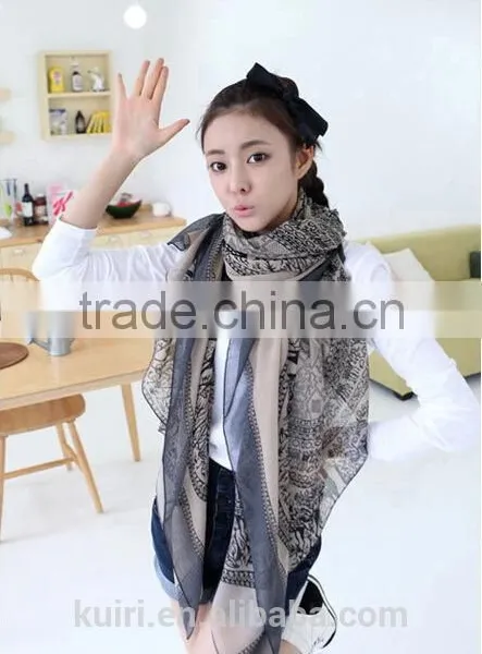 2016 Fashion Women Chiffon Scarf Summer New Peony Printing Elegant Lady Shawls Scarves Silk Scarf 8 Colors 170*80cm photo-3