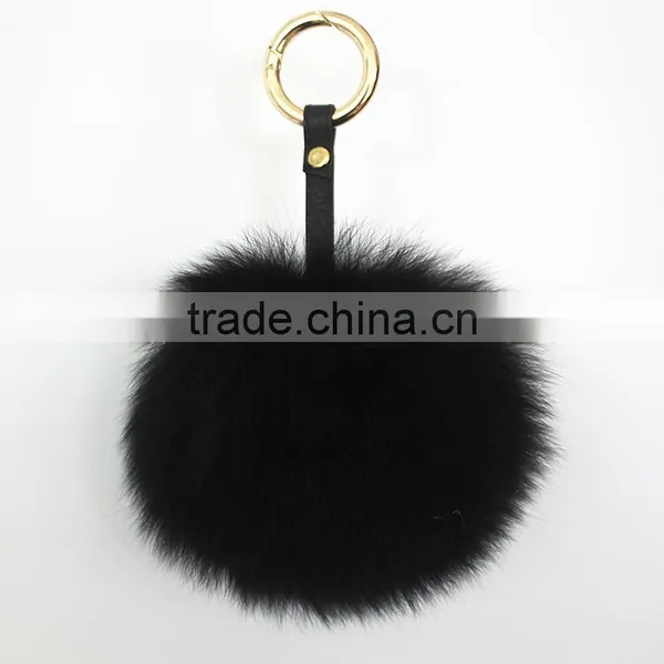 Myfur Cute Lady Bag Charm Rose Color Genuine Fox Fur Pompom Keychain photo-5