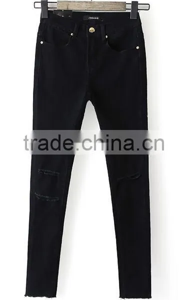 Runwaylover EY0618P New Design 2017 Ladies Fashion Washed Hole Jeans photo-2