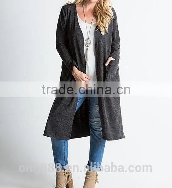 Wholesale Women Black Plus Size Side Slit Open Duster