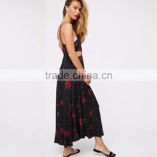 NEW Adjustable Spsghetti Straps, Women Sexy Maxi Mixed Print Dress photo-5