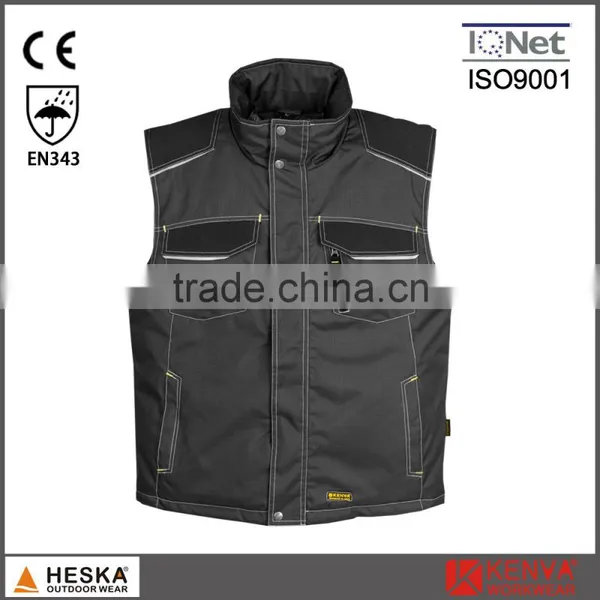 Oxford Blue Quilted Padded Bodywarmer Mens Safety Waistcoat With Waterproof photo-2