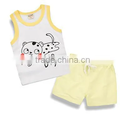 Factory Price no Sleeve Children Clothes Set 2017 Hot Sell Kids Clothes photo-4
