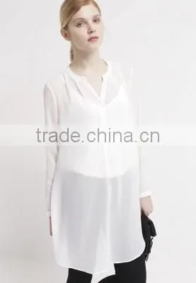 Basic Long Section White t Shirt Long Sleeve Fashion Casual Tunic photo-2