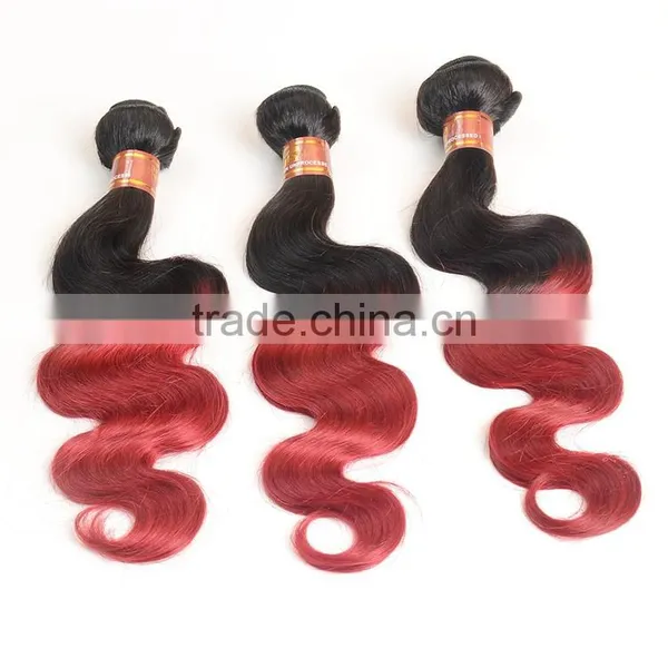 Black Rose 1B/Burgundy Body Wave Malaysian Hair Bundles Ombre Human Hair Weaves Wavy Extension photo-4