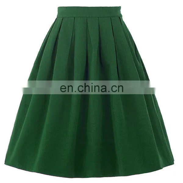 Belle Poque Women Midi Dark Green Retro Vintage Skirts BP000154-4