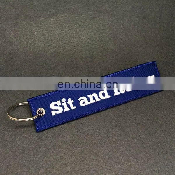 Customized Embroidery Keyring Jacquard Fabric Keyring Airlines Key Ring photo-6