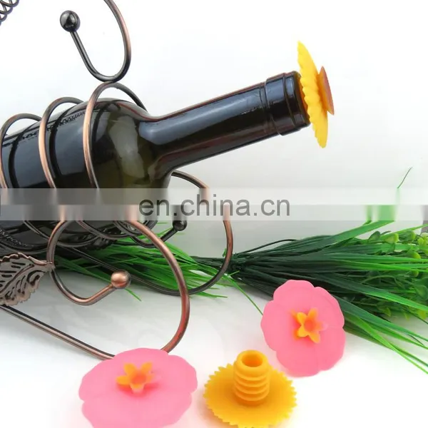 Wine Champagne Beverage Beer Wine Stopper Silicone Sunflower Shape Silicone Wine Bottle Stopper photo-3