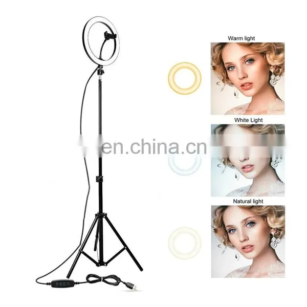 Customed Logo Wholesale 10 Inch Live Video Shoot Broadcast Photograph Beauty Led Selfie Ring Light With Tripod photo-3