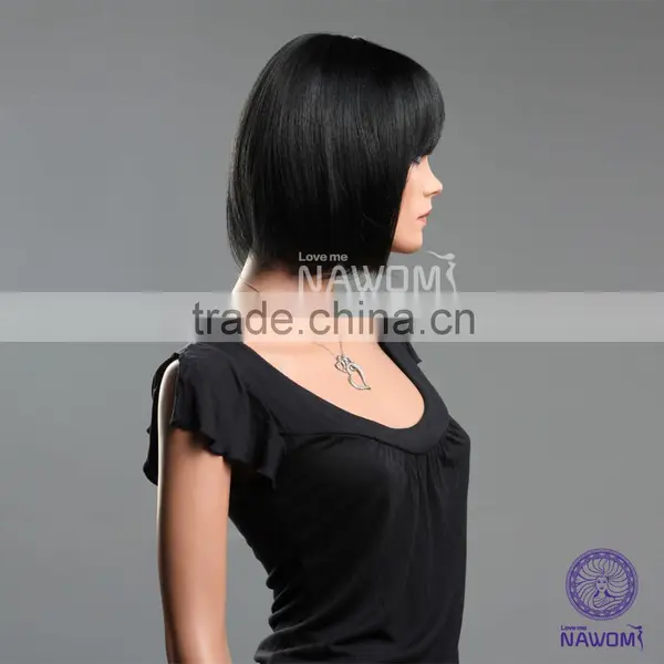 W3301 Hand Made Synthetic Full Lace Half Wig for Black Women photo-5