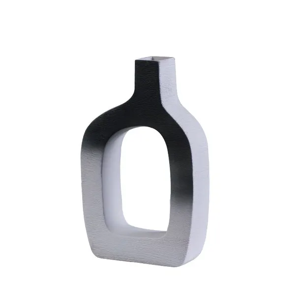 Nordic Light Luxury White Black Hollow Out Art Different Size Ceramic Vase For Hotel Table photo-5