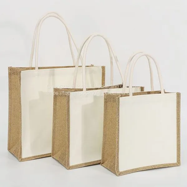 Wholesale Plain Hessian Shopper Bag Custom Printed Large Natural Eco Friendly Burlap Jute Shopping Tote Beach Bag With Logos photo-4