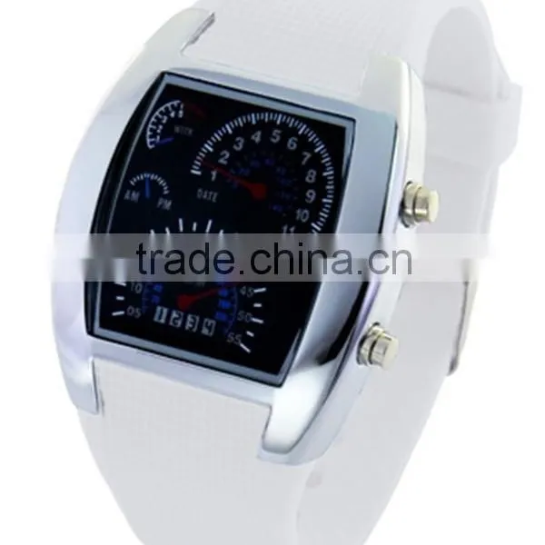 Flashing Blue Lights Silicone Flight Military Watches for Men photo-5