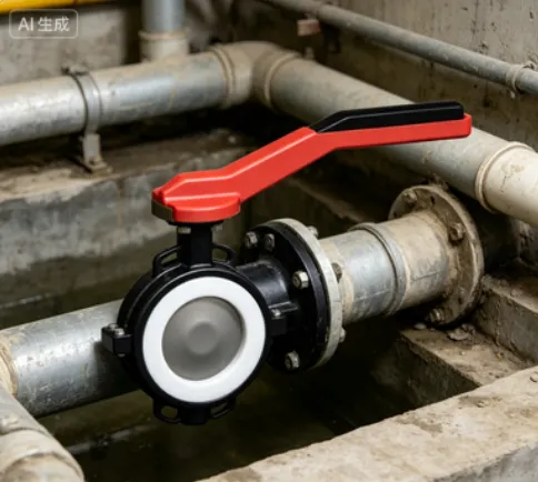 Wafer Butterfly Valve Metal PFA Lined Stainless Steel Disc Industrial Water Treatment Valve photo-5