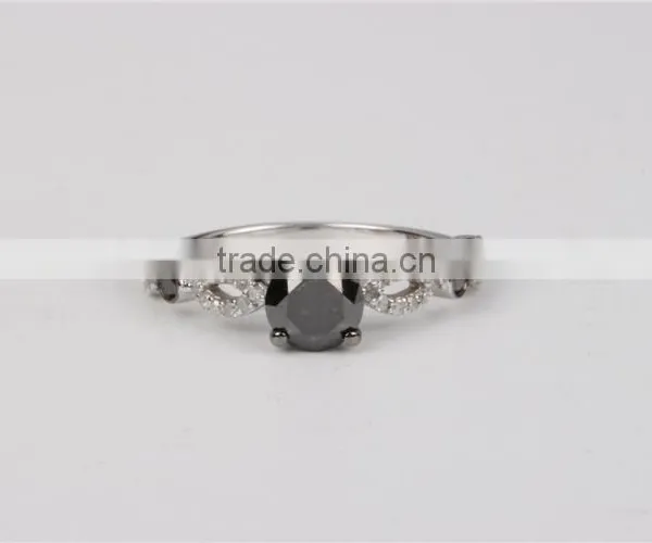 10k Gold Black Diamond Jewellery Luxury Engagement Ring Set for Lady photo-2