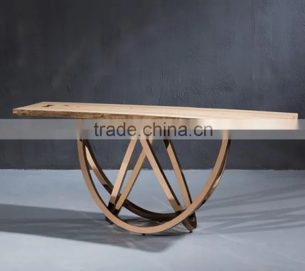 Hot Sale Modern Wooden Console Table Long Narrow Stainless Steel Base For Home Use