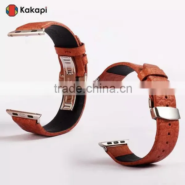 Kakapi Double Buckle Genuine Leather Watch Band Wrist Strap With Watchband Converter For 38MM Apple Watch MT-3914 photo-5