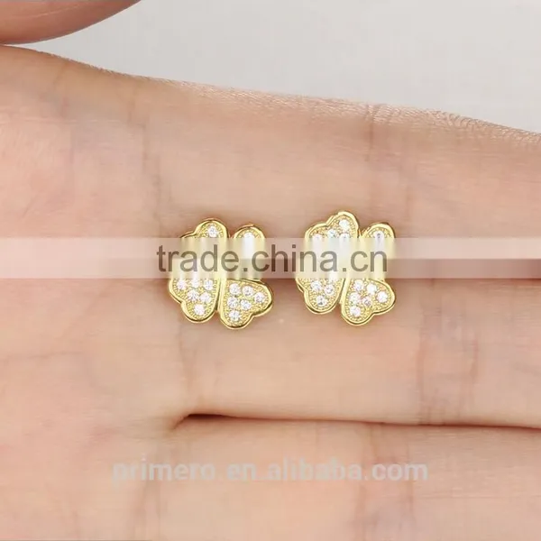 Temperament Fashion 18K Gold Plated Clover Earrings Findings Wholesale photo-3