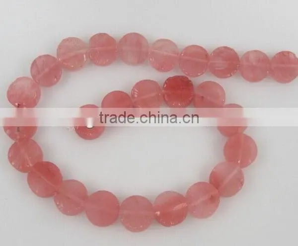 Natural Color Fluorite Rough Coins Beads photo-5