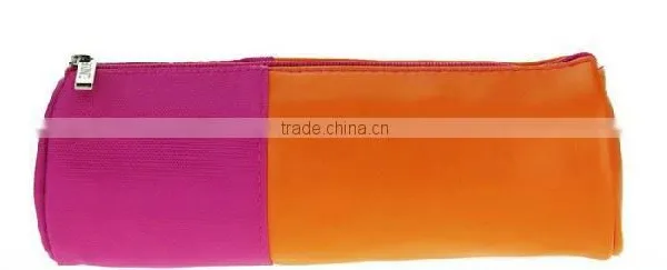 Faux Leather With Canvas Design Cosmetic Bag photo-5