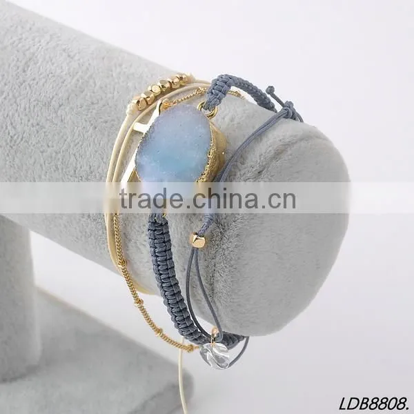 Garnet It.Sapphire Dainty Druzy Charm Bracelets for Girls Friendship &graduation photo-2