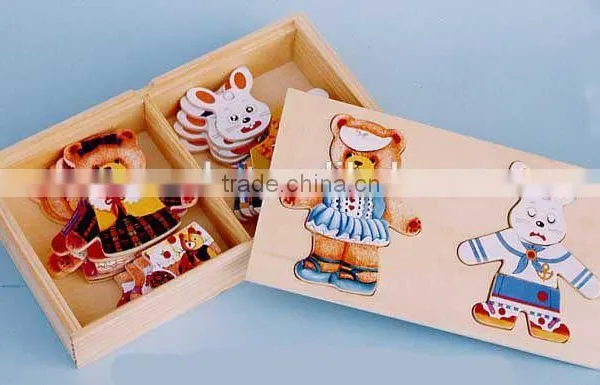 Bear and Rabbit Dress-up Educational Wooden Toy