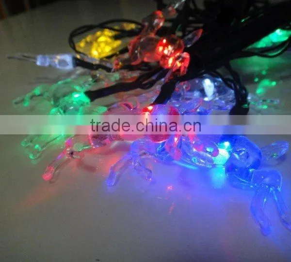 Colorful solar strip light with 10 Deer led+4.5M lenght Cable using for christmas,festival decoration