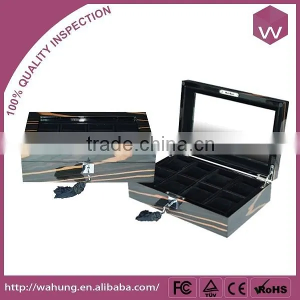 Luxury Strong Plexiglass Top Window Black Finshing Watches Display Box photo-3