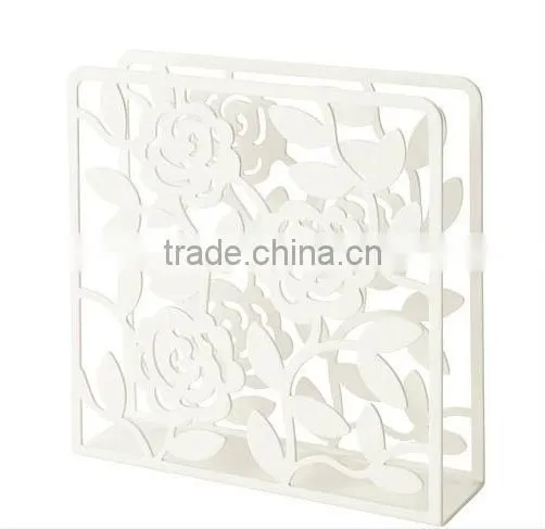 Metal white laser engraving flower tissue holder