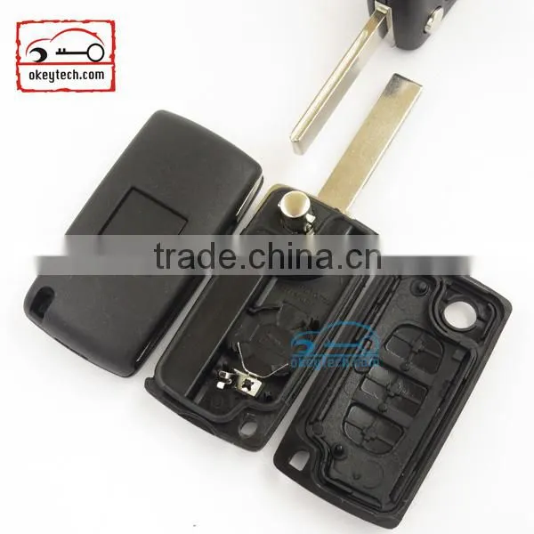 High Quatity Citroen Romote Flip Key Shell 3 Button 307 Blank With Battery Place 0536 Citroen Key Cover photo-3