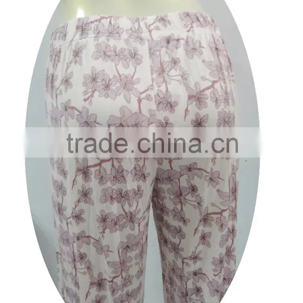 Pink Floral Printed Pajama Trousers photo-4