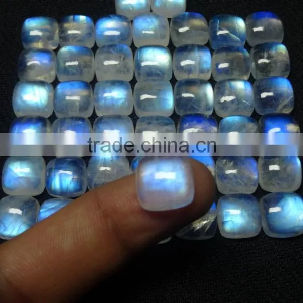 Beautifull Rainbow Moonstone 12x12mm Cushion Cut With Nice Blue Flash Natural Gemstone photo-2