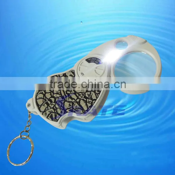NO.6901A Leather Surface Rotatable Keychain Magnifier For Gift photo-4