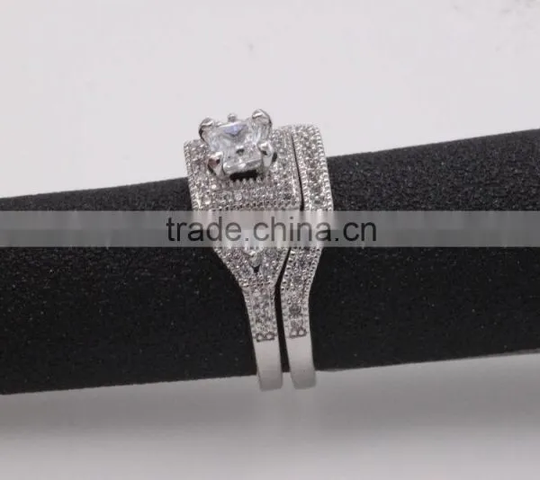 Fashion 925 Silver Jewelry Two Set Pave Setting Ring photo-3
