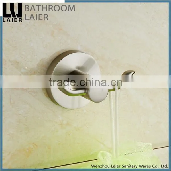 Simple Printing Lines Zinc Alloy Brush Nicked Bathroom Sanitary Items Wall Mounted Double Robe Hook photo-3