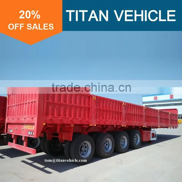 TITAN 3 Axles 4 Axles 40 Ton 60 Ton Flatbed Trailer With Drop Side Walls photo-3