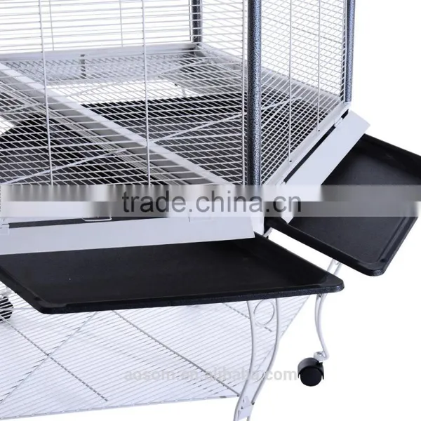 Pawhut 44"L Hexagonal Aviary Bird Flight Cage - Gray/White photo-5